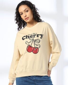 dnmx Women Typographic Print Relaxed Fit Sweatshirt-picture-17