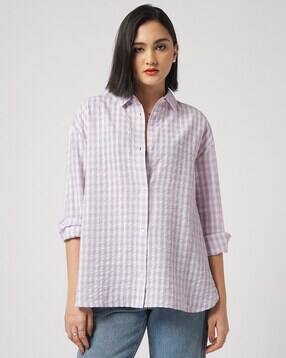 mystere paris Women Oversized Fit Shirt with Cutaway Collar-picture-35