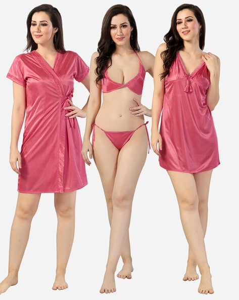 Buy Pink Nightshirts&Nighties for Women by ROMAISA Online - Main Image