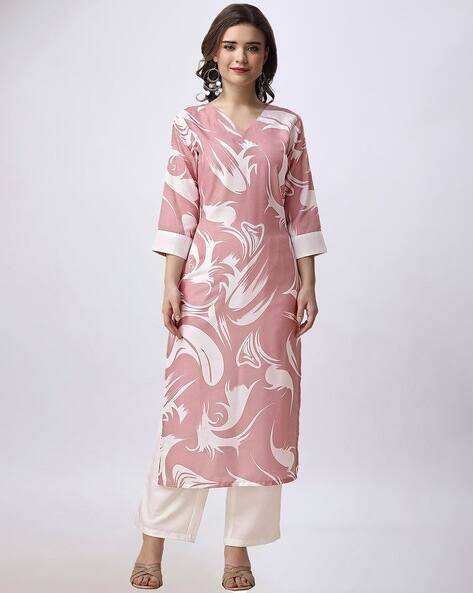 ANNI DESIGNER Women Abstract Straight Kurta Set