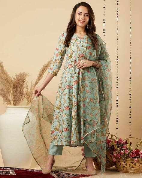 ANNI DESIGNER Women Floral Print Anarkali Kurta Set