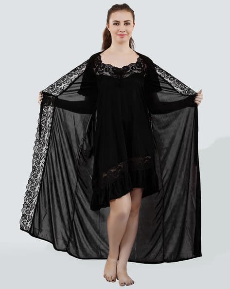 Buy Black Night&LoungeWearSets for Women by ROMAISA Online | Ajio.com