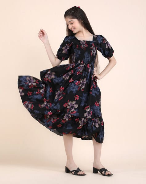 Royal Taylor Girls Floral Print Fit & Flare Dress
