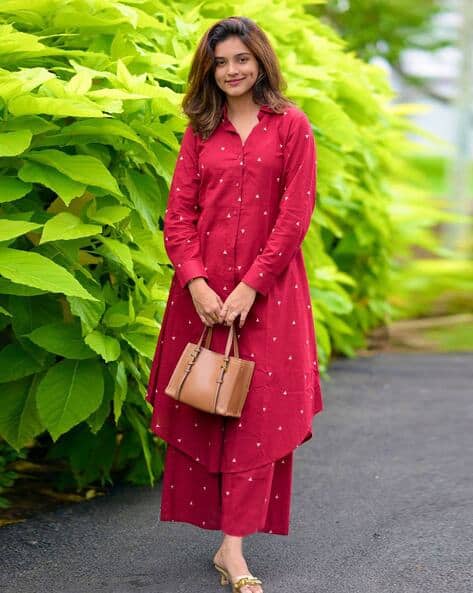 GOSRIKI Women Micro-Print Straight Kurta Set