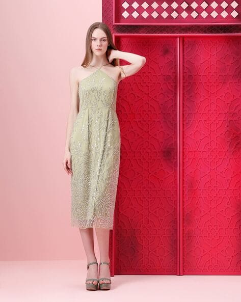 vero moda green sequin dress VERO MODA WOMEN'S MINI DRESS - 10295609
