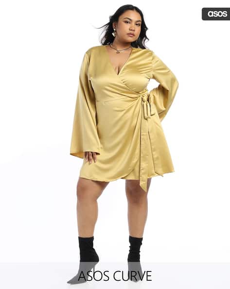 asos gold wrap dress Smoking Slippers main image 0