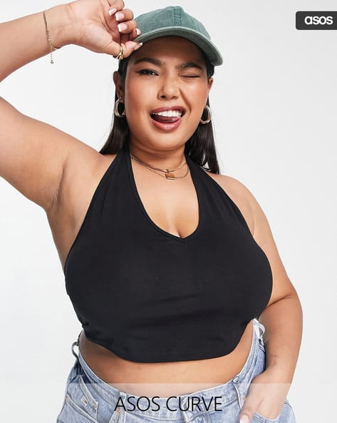 Women Curve Halter-Neck Crop Top