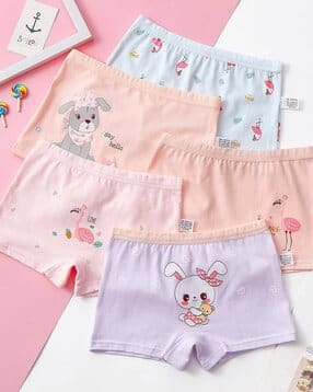 fashion comfortz Girls Pack of 5 Bloomers with Elasticated Waist-picture-2