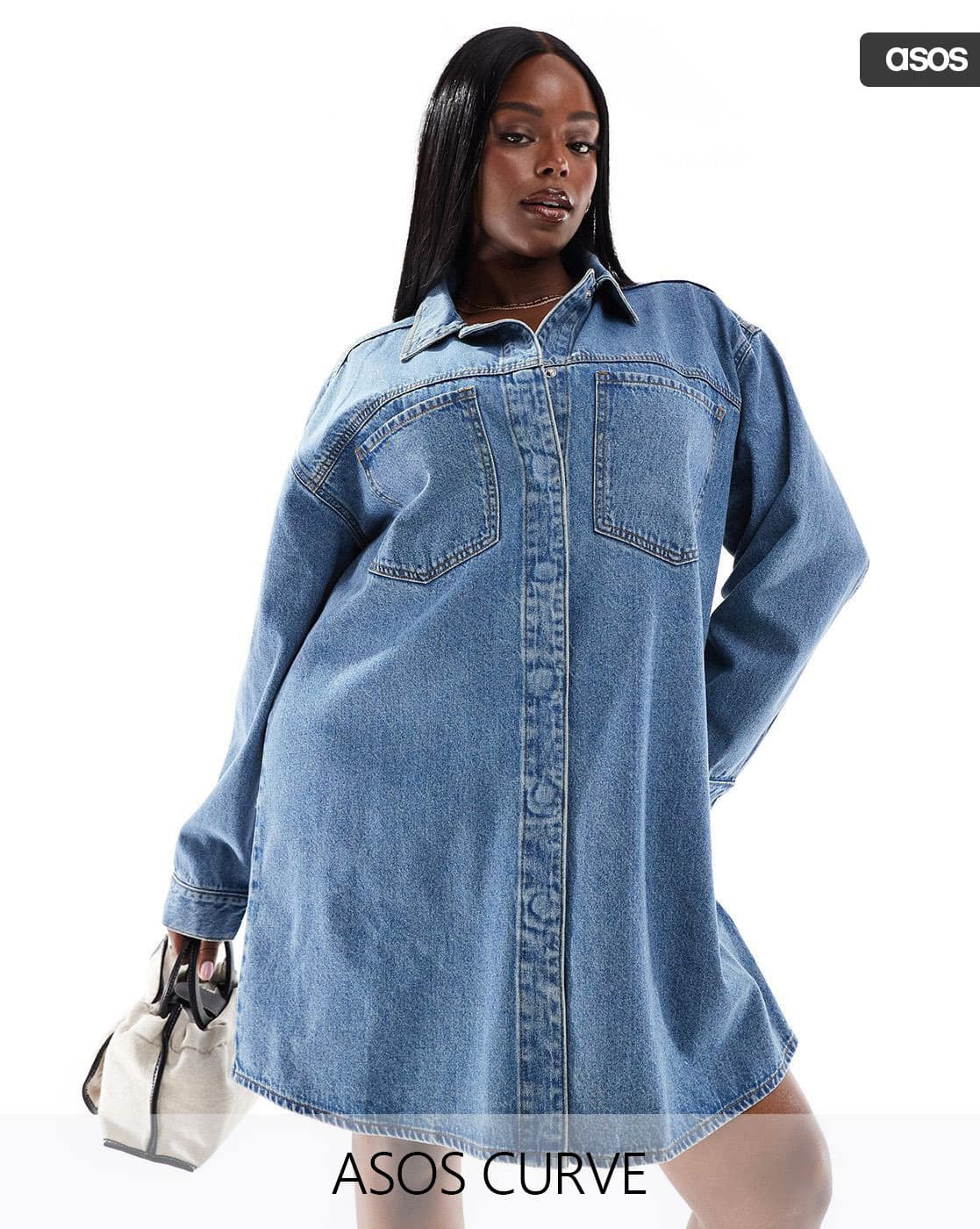 open lace back dress Buxom Couture Plus Size Denim Belt Shirt Dress