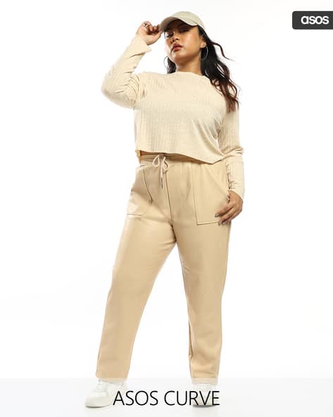 ASOS DESIGN Women Curve Pull-On Faux Leather Track Pants