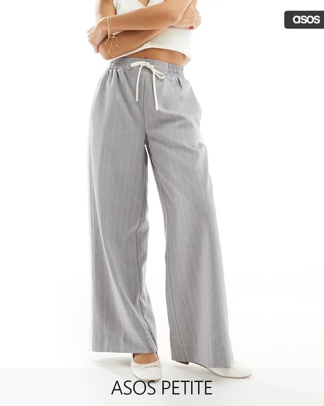 Wide Leg Grey White Striped Pants AMERICAN EAGLE Striped Wide-Leg