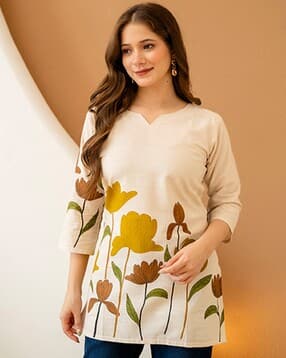 Women Floral Print Straight Tunic-image-49