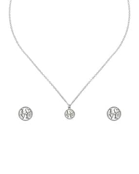 bhima jewels Women Sterling Silver Aura Link Necklace & Earrings Set-picture-15