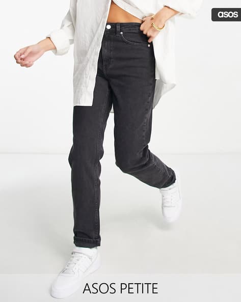 ASOS DESIGN Women Petite Washed Farleigh High-Rise Slim Mom Fit Jeans