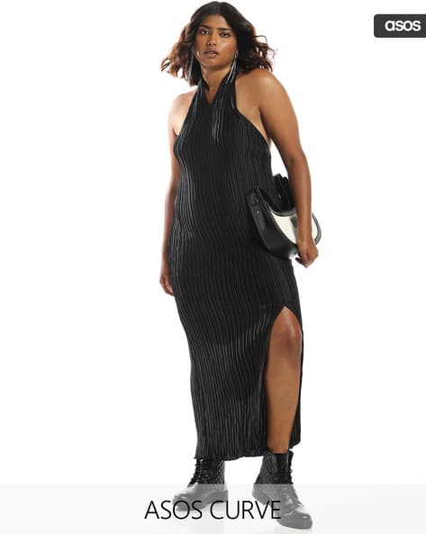 Buy ASOS DESIGN Curve Exclusive Satin Plisse ... Online | Ajio.com