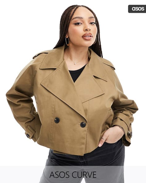 Women Curve Cropped Trench Coat