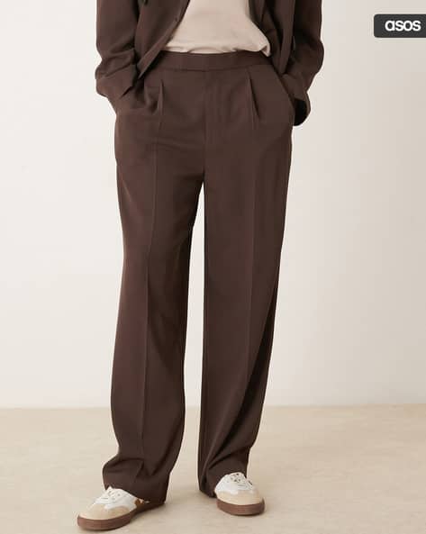 Wide-Leg Pleated Suit Trousers