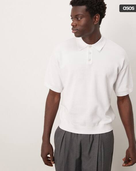 ASOS DESIGN Lightweight Pique Knitted Relaxed Fit Polo T-Shirt