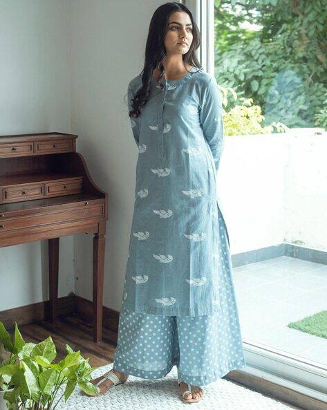 GOSRIKI Women Graphic Print Straight Kurta Set