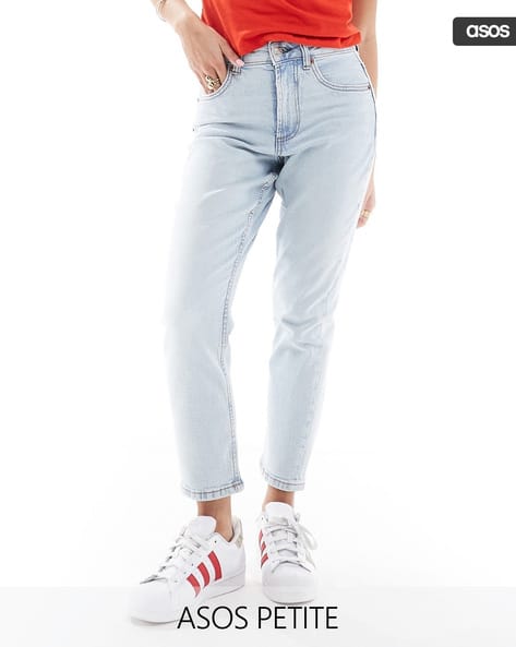 ASOS DESIGN Women Petite Light-Wash Slim Mom Fit Jeans