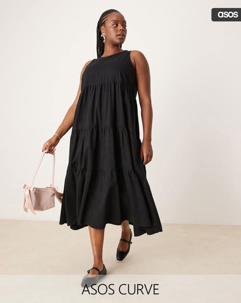 black dress under knee Isela Mini Dress in Black