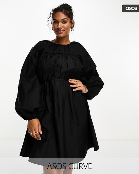 ASOS DESIGN Women Curve Round-Neck Mini Fit & Flare Dress