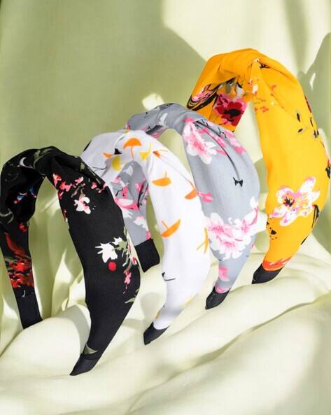 Oomph HRO13HRO14HRO15HRO16-Pack Of 4 Floral Print Knotted Hair Bands
