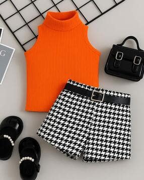 Girls Printed Shorts with Top