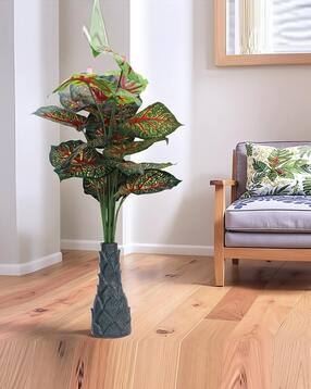 foliyaj 18 Leaf Red Caladium Plant with Floor Base-picture-25