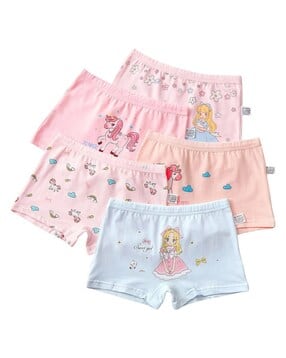 Girls Pack of 5 Printed Briefs with Elasticated Waistband-image-44