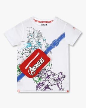 Boys Avengers Print Regular Fit Crew-Neck T-Shirt