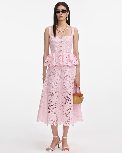 Lace Peplum A-Line Dress