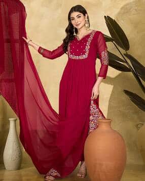 nyrika Women Embroidered Anarkali Kurta Suit Set-picture-5