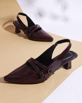 selfiee Women Sling-Back Buckle Clasp Kitten Heeled Shoes -picture-13