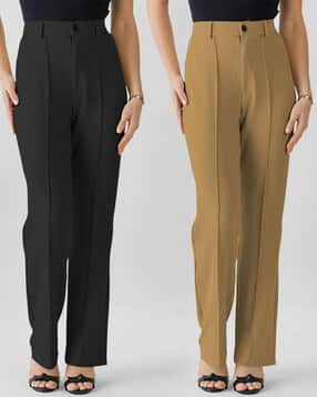 maheshvi Women Pack of 2 Straight Fit Trousers-picture-50