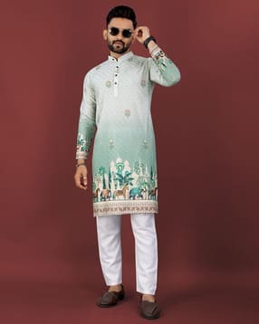 charlotte gracious Men Floral Print Regular Fit Long Kurta-picture-26