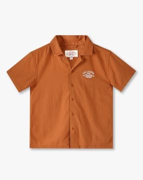 Boys Logo Embroidered Relaxed Fit Shirt