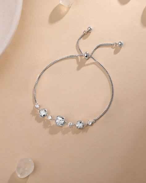 Cierra Women Silver-Plated Stone-Studded Link Bracelet