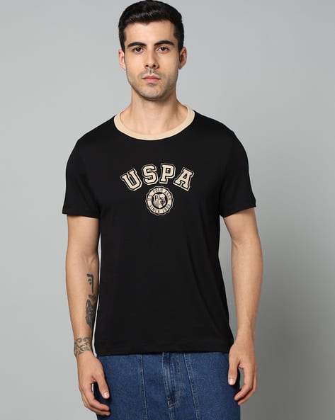 U.S. Polo Assn. Men Brand Print Slim Fit Round-Neck T-Shirt