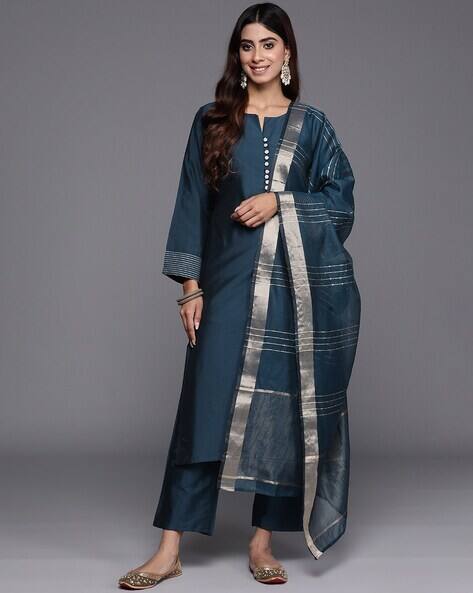 Gerua By Libas Women Round-Neck Straight Kurta Suit Set