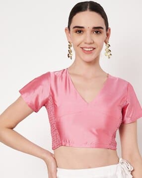 Women V-Neck Back Open Blouse-image-35