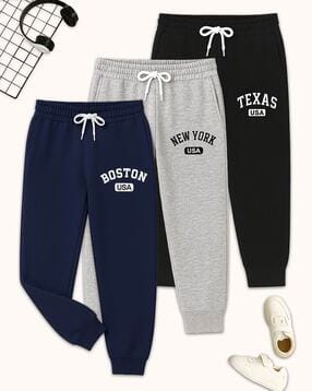 Boys Pack of 3 Typographic Print Joggers