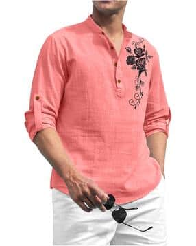 fifth u Men Floral Print Regular Fit Short Kurta-picture-15