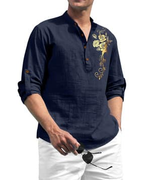 fifth u Men Floral Print Regular Fit Short Kurta-picture-38