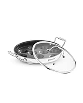 bergner  Stainless Steel 11 Pits Round Paniyarakkal with Glass Lid  -picture-46