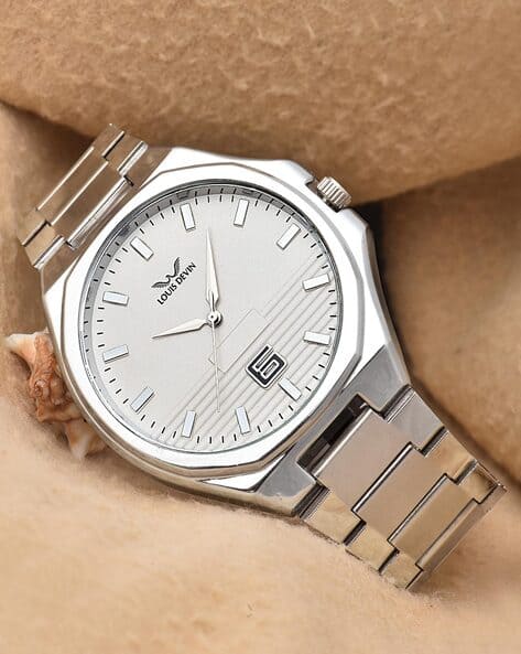 Louis Devin Men Analogue Watch with Deployant Clasp- LD-G076-WHT-CH
