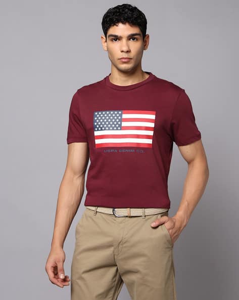 U.S. Polo Assn. Men Graphic Print Slim Fit Round-Neck T-Shirt
