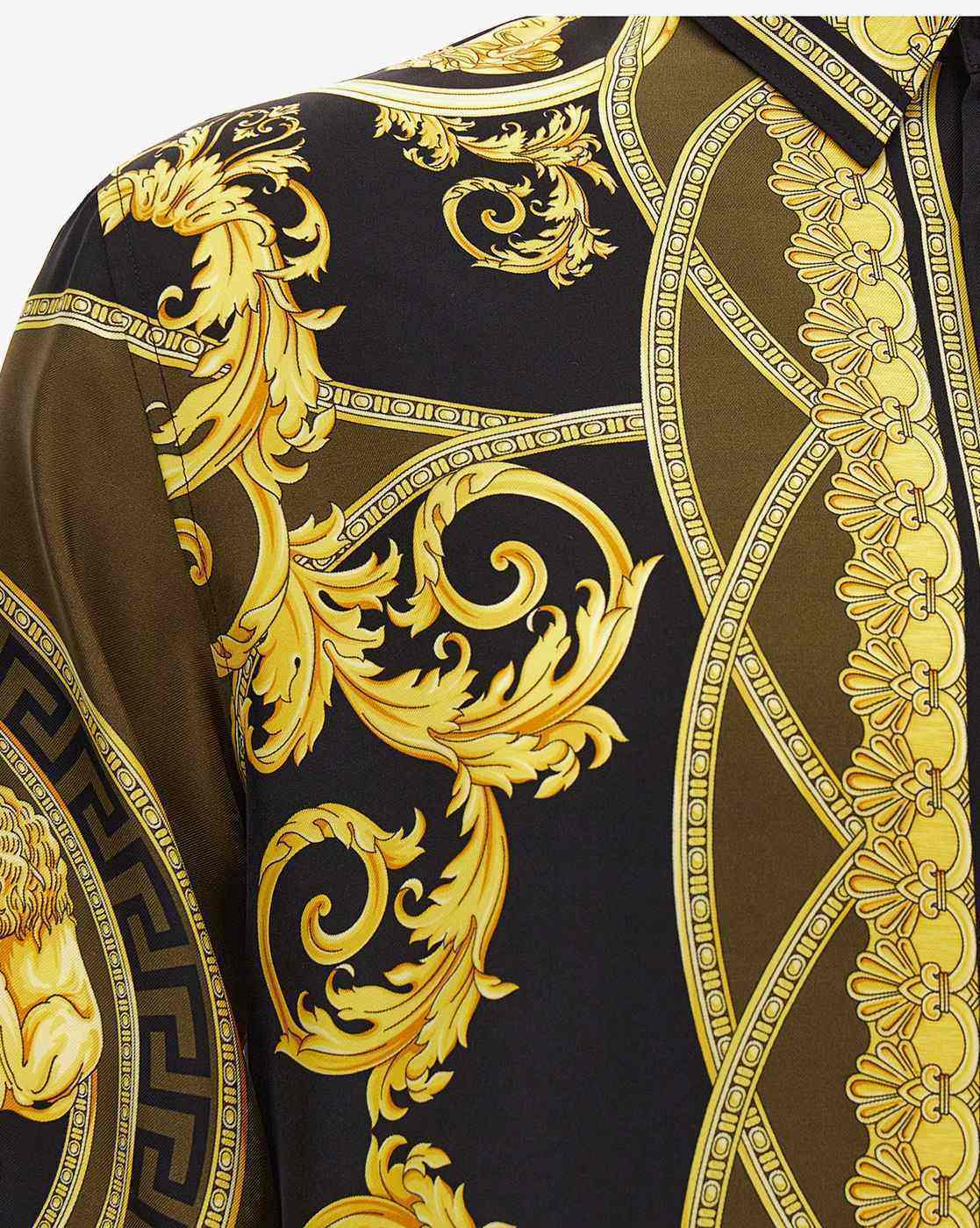 Buy VERSACE La Coupe des Dieux Silk Shirt Navy Blue Color Men