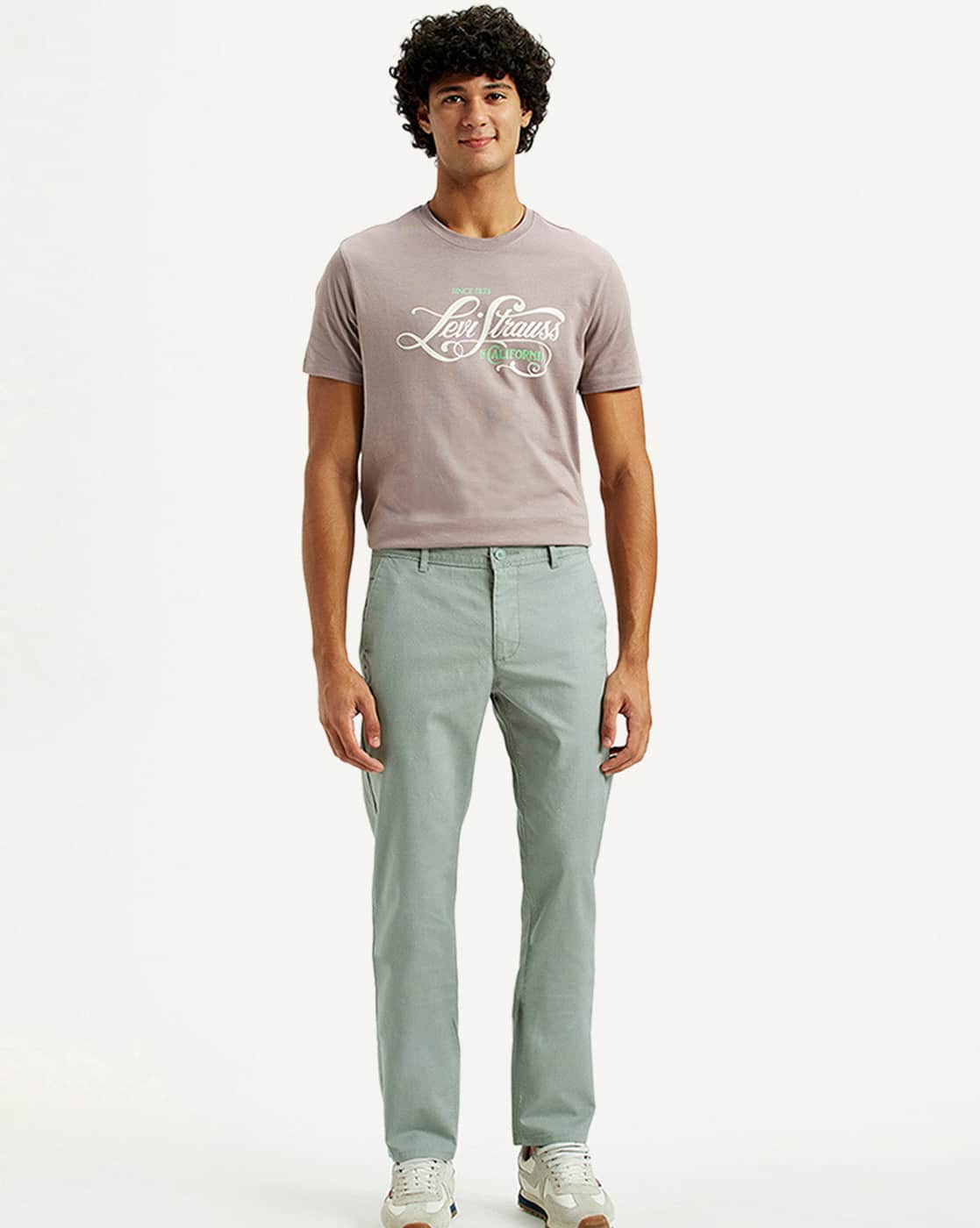 Men Slim Fit Flat-Front Chinos
