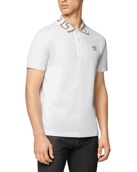 Buy VERSACE Greca Polo T-Shirt White Color Men AJIO LUXE